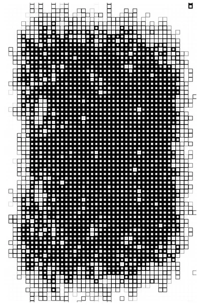 Abstrakter Hintergrund Mit Digitalen Quadraten Tapete Mit Schwarz Weißen Pixeln — Stockvektor