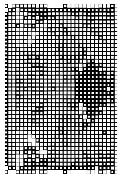 正方形の形をしています 黒と白のピクセルが付いている抽象的な壁紙 — ストックベクタ