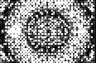 Yarı ton deseni. Noktalı noktaların beyaz arkaplanda soyut mozaiği