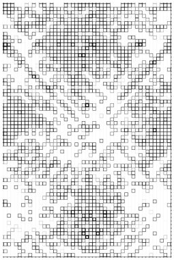 Yarım ton. Noktalı noktaların soyut mozaiği beyaz arkaplanda. Yarım ton tasarımının grafik vektör arkaplanı. noktalı duraklama 
