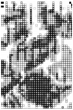 Yarım ton. Noktalı noktaların soyut mozaiği beyaz arkaplanda. Yarım ton tasarımının grafik vektör arkaplanı. noktalı duraklama 