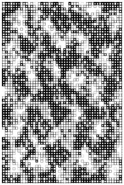 Yarım ton. Noktalı noktaların soyut mozaiği beyaz arkaplanda. Yarım ton tasarımının grafik vektör arkaplanı. noktalı duraklama 