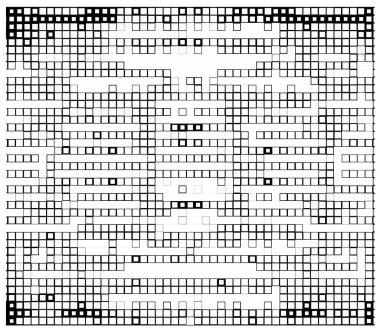 Yarım ton. Noktalı noktaların soyut mozaiği beyaz arkaplanda. Yarım ton tasarımının grafik vektör arkaplanı. noktalı duraklama 