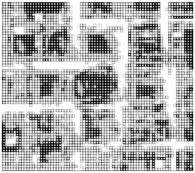 Yarı ton deseni. Noktalı noktaların soyut mozaiği beyaz arkaplanda. Yarım ton tasarımının grafik vektör arkaplanı.