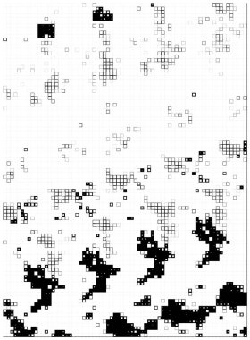 Küçük parçalarla soyut bir arkaplan. siyah ve beyaz resimleme