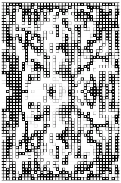 モザイクのバックドロップ 黒と白のピクセルが付いている抽象的な壁紙 — ストックベクタ