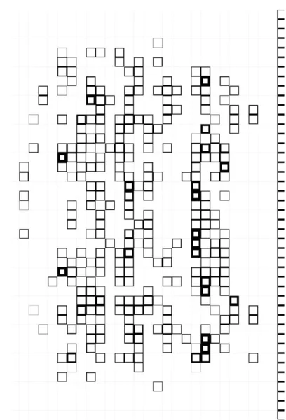 Zwart Witte Vierkanten Creatieve Abstracte Poster Met Pixels — Stockvector
