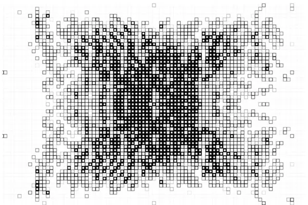 黑白正方形 带有像素的富有创意的抽象海报 — 图库矢量图片