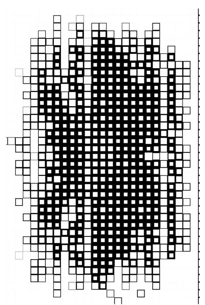 Zwart Witte Vierkanten Creatieve Abstracte Poster Met Pixels — Stockvector