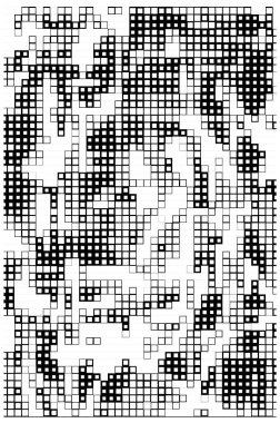 Yarı ton deseni. Noktalı noktaların beyaz arkaplanda soyut mozaiği.