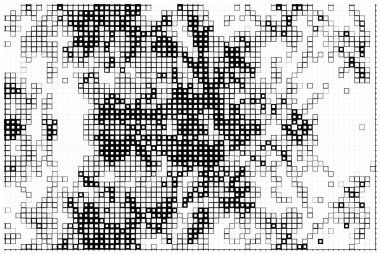 Mozaik hindi haritası. Kare şeklindeki ve renklerindeki kare elementler. siyah noktalar modern vektör tasarımında kare şeklinde düzenlenmiştir..
