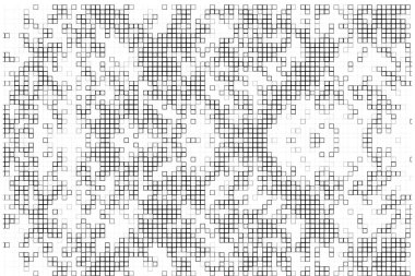 Noktalı ikonun vektör piksel mozaiği. Mozaik kare şekil dokusu arkaplanı 