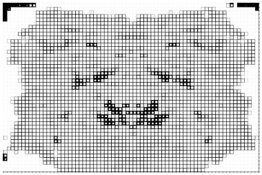 Noktalı ikonun vektör piksel mozaiği. Mozaik kare şekil dokusu arkaplanı 