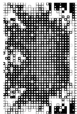 Noktalı ikonun vektör piksel mozaiği. Mozaik kare şekil dokusu arkaplanı 