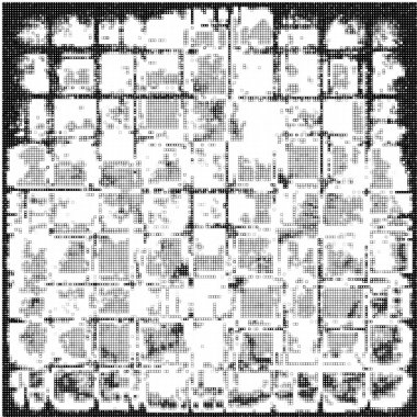 Noktalı ikonun vektör piksel mozaiği. Mozaik kare şekil dokusu arkaplanı 
