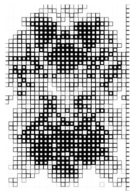 Noktalı ikonun vektör piksel mozaiği. Mozaik kare şekli.