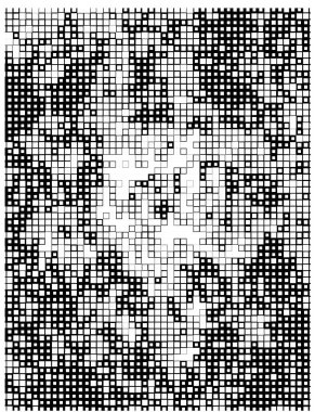 Çizgiler ve karelerle soyut siyah beyaz arkaplan, vektör illüstrasyonu
