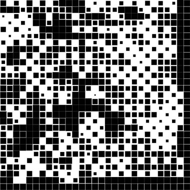 kare simgesine dayalı piksel mozaiği. siyah ve beyaz soyut doku arkaplanı 