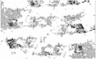 kare simgesine dayalı piksel mozaiği. siyah ve beyaz soyut doku arkaplanı 