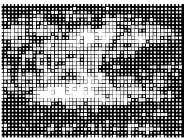 Yarı ton siyah beyaz mozaik arkaplan ve kareler.