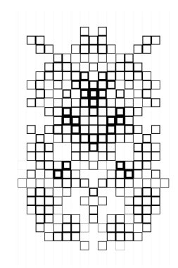 kare simgesine dayalı piksel mozaiği. siyah ve beyaz soyut doku arkaplanı 