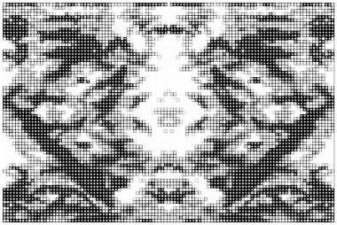 kare simgesine dayalı piksel mozaiği. siyah ve beyaz soyut doku arkaplanı 