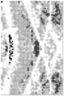kare simgesine dayalı piksel mozaiği. siyah ve beyaz soyut doku arkaplanı 