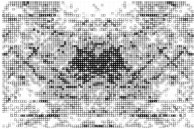 kare simgesine dayalı piksel mozaiği. siyah ve beyaz soyut doku arkaplanı 