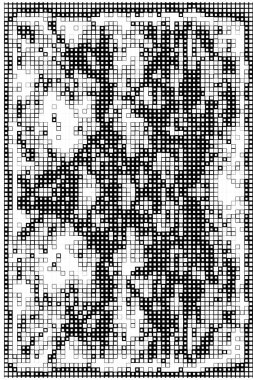 kare simgesine dayalı piksel mozaiği. siyah ve beyaz soyut doku arkaplanı 