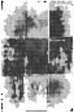 kare simgesine dayalı piksel mozaiği. siyah ve beyaz soyut arkaplan 