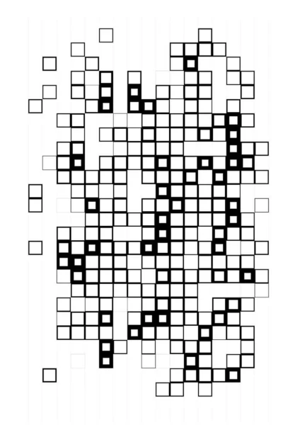 带有抽象正方形艺术的墙纸 黑白象素 — 图库矢量图片