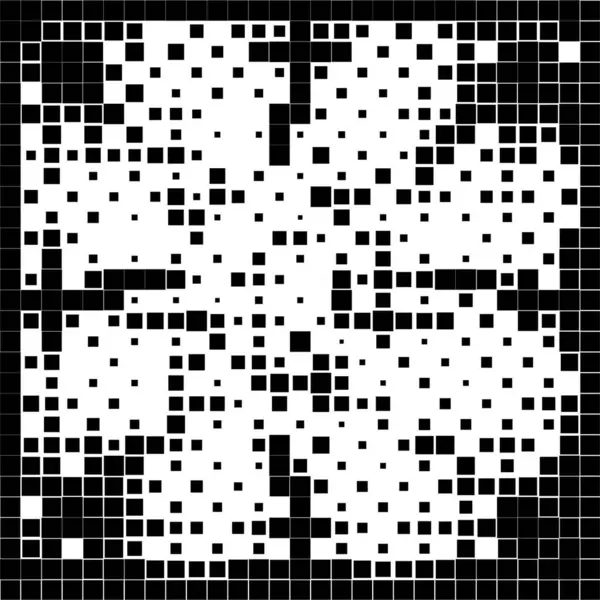 Pixel Mosaic Based Square Icon Black White Abstract Texture Background — Stock Vector