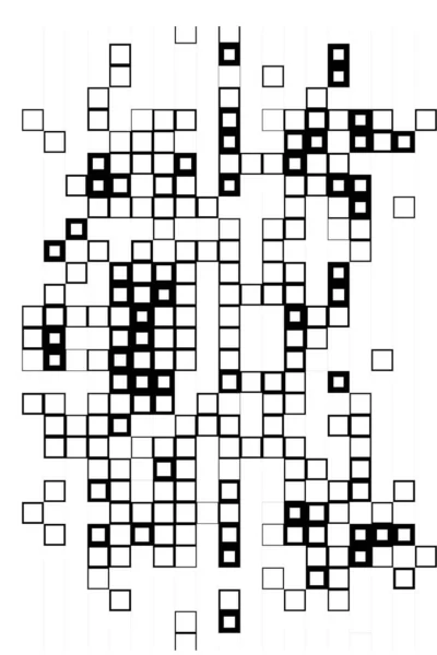 Tapete Mit Abstrakten Quadraten Kunst Schwarz Weiße Pixel — Stockvektor