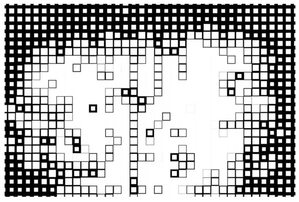 Půltón Černá Bílá Mozaika Pozadí Čtverci — Stockový vektor
