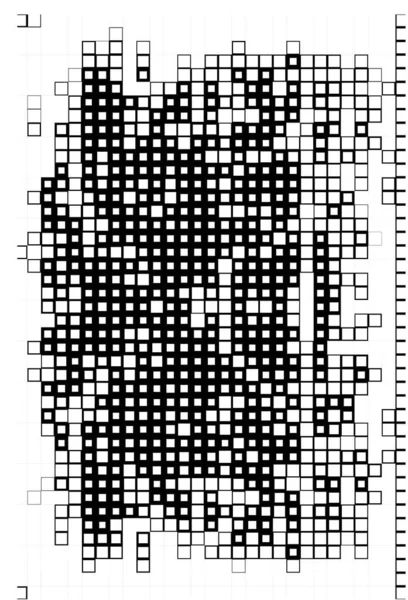 Mit Schwarz Weißen Pixeln Tapete Mit Abstrakten Quadraten — Stockvektor
