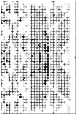 kare simgesine dayalı piksel mozaiği. siyah ve beyaz soyut arkaplan 