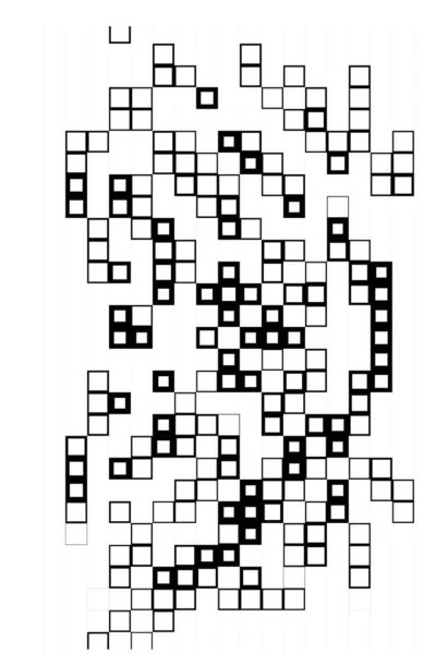 黒と白のピクセルで 抽象的な正方形の芸術が付いている壁紙 — ストックベクタ