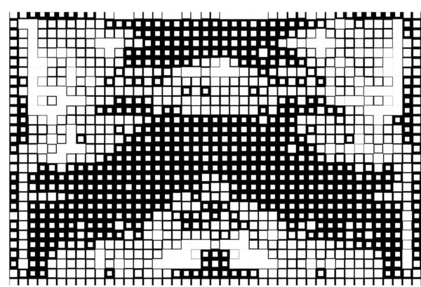 黒と白のピクセルが付いている壁紙 正方形の抽象的なフライヤー — ストックベクタ