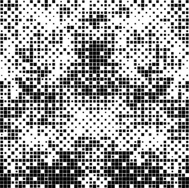 Kareleri olan soyut siyah beyaz arkaplan. Vektör çizimi. Mozaik kavram 