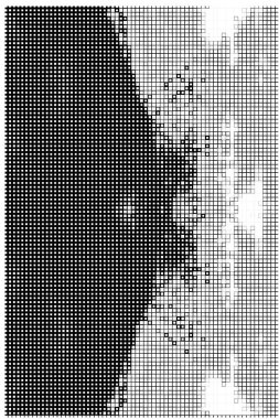 Kareleri olan soyut siyah beyaz arkaplan. Vektör çizimi. Mozaik kavram 