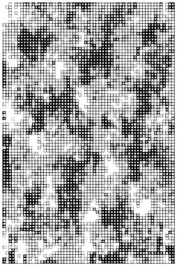 Düz biçimde soyut pikselin kare ızgarası. Vektör çizimi. kare pikseller. Mozaik kavram 