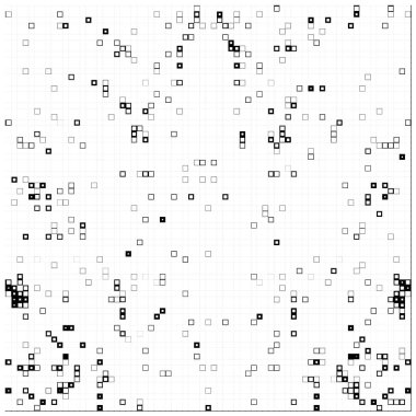 Küçük parçalarla soyut bir arkaplan. siyah ve beyaz resimleme