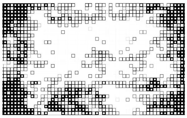 Motivo Con Pixel Quadrati Bianco Nero Poster Astratto — Vettoriale Stock