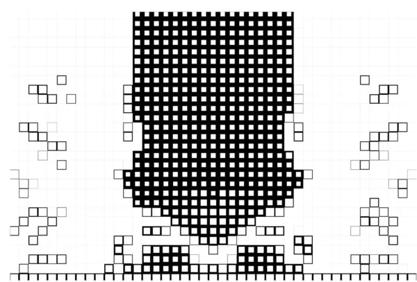 Zwart Wit Vierkanten Pixels Abstracte Achtergrond — Stockvector