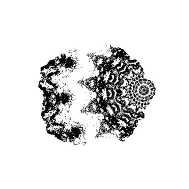 Beyaz arkaplanda soyut siyah mürekkep lekesi. 