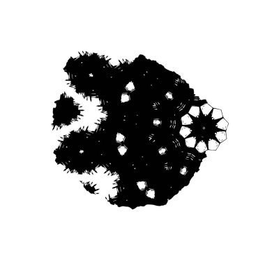 Beyaz arkaplanda soyut siyah mürekkep lekesi. 