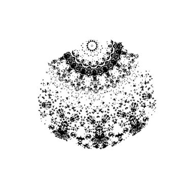 Beyaz arkaplanda soyut siyah mürekkep lekesi. 