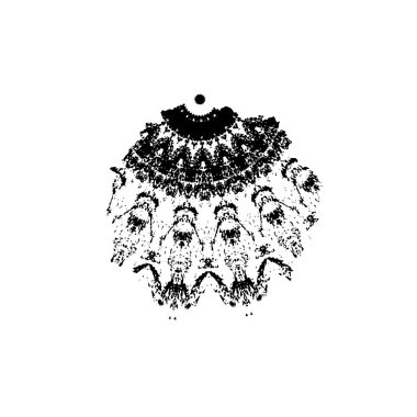 Beyaz arkaplanda soyut siyah mürekkep lekesi. 