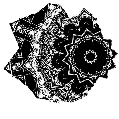 Beyaz arkaplanda soyut siyah mürekkep lekesi. 