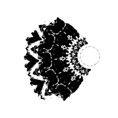 Beyaz arkaplanda soyut siyah mürekkep lekesi. 